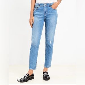 LOFT Destructed Super Soft Girlfriend Jeans Size 28